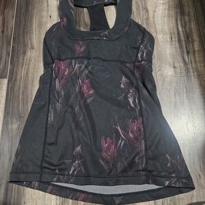 Lululemon Athletica Black and Purple Floral Tank Top